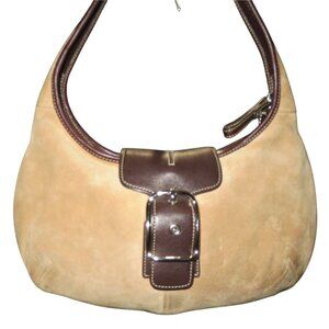 Coach SOHO Ergo Demi Suede & Leather Trim Shoulder bag in camel & brown